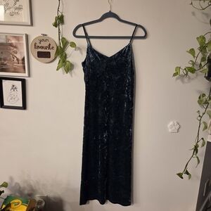 Z Supply Teal Blue Velvet Maxi Slip Dress